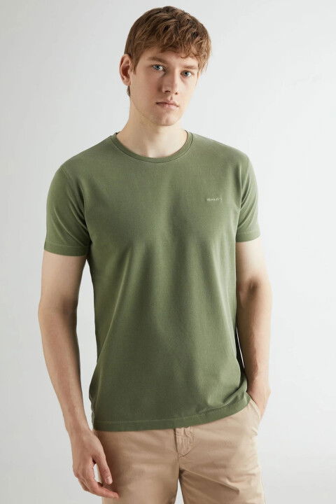 Erkek Gant Slim Fit Bisiklet Yaka T-Shirt - Yeşil - GANT