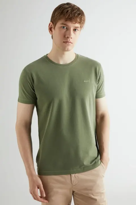 Erkek GANT Slim Fit Bisiklet Yaka T-shirt - Yeşil - 1