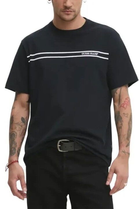 Erkek Gj Chest T-Shirt - Siyah - Guess