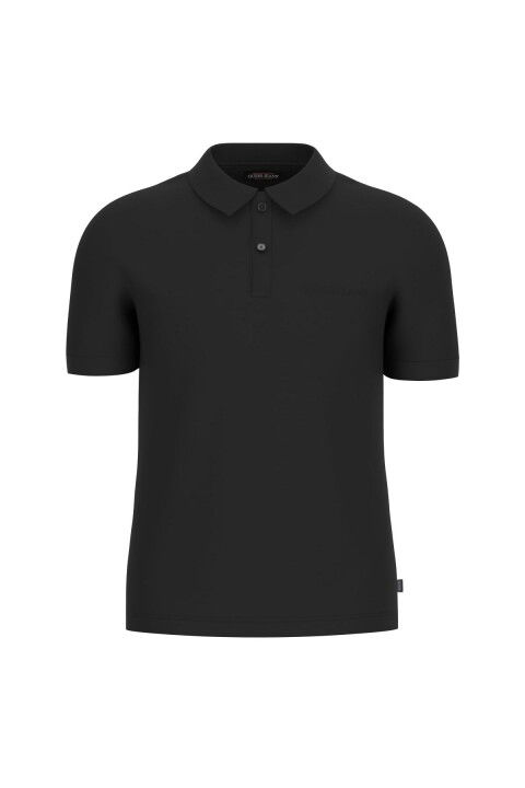 Erkek Gj SS Embro Logo Polo Yaka T-Shirt - Siyah - Guess