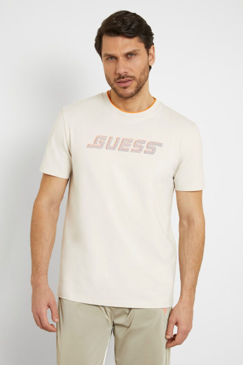 Erkek Guess Önde Logolu T-shirt - Kum Beji - GUESS