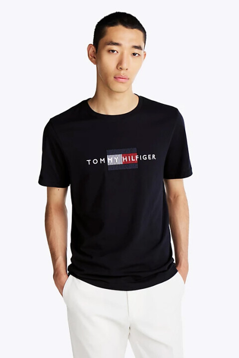 Erkek Hilfiger Bayrak Nakışlı T-Shirt - Lacivert - Tommy Hilfiger