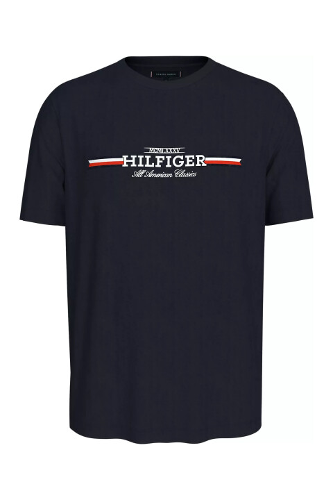 Erkek HILFIGER CHEST STRIPE TEE T-Shirt-Lacivert - Tommy Hilfiger