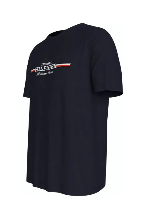 Erkek HILFIGER CHEST STRIPE TEE T-Shirt-Lacivert - 3