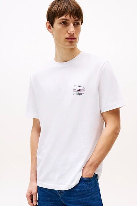 Erkek Hilfiger Stack T-Shirt - Beyaz - Tommy Hilfiger