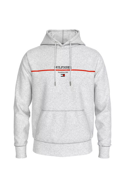Erkek Hılfıger Strıpe Terry Hoody Sweatshirt-Gri - Tommy Hilfiger