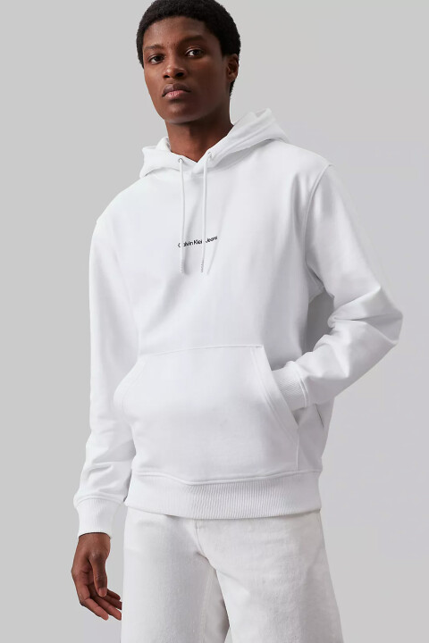 Erkek Monogram Kapüşonlu Sweatshirt - Beyaz - CALVIN KLEIN