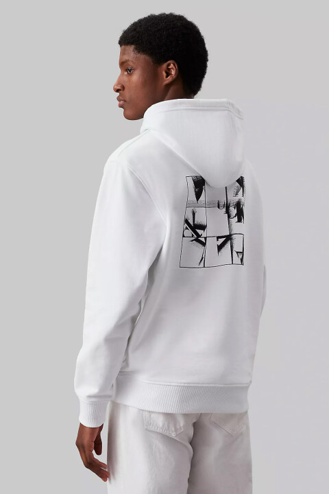 Erkek Monogram Kapüşonlu Sweatshirt - Beyaz - 2