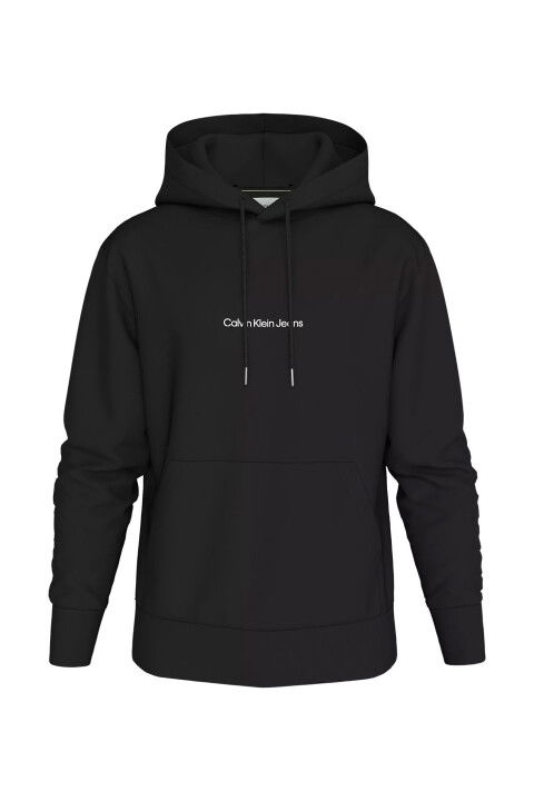 Erkek Monogram Kapüşonlu Sweatshirt - Siyah - Calvin Klein