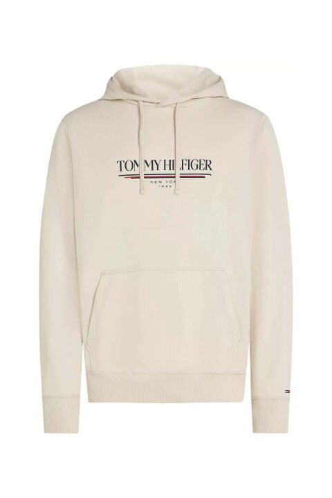 Erkek Kapüşonlu Baskı Logolu Sweatshirt - Ekru - Tommy Hilfiger