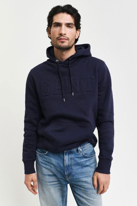 Erkek Kapüşonlu Logolu Sweatshirt - Lacivert - GANT