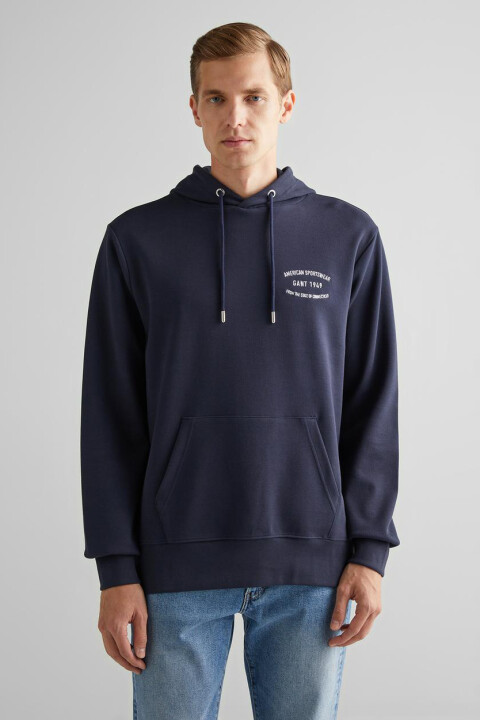 Erkek Kapüşonlu Logolu Sweatshirt - Lacivert - GANT