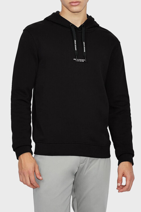 Erkek Kapüşonlu Sweatshirt - Siyah - Armani Exchange