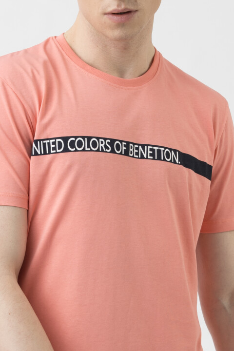 Erkek Kısa Kollu T-Shirt - Somon - BENETTON