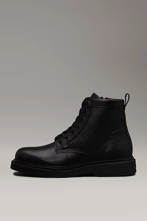 Erkek LACE UP BOOT W/ ZIP Deri Logolu Bot - Siyah - 2