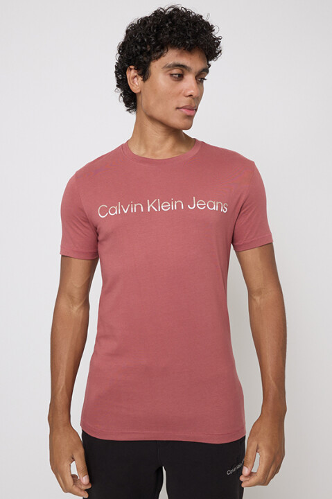 Erkek Logo Baskılı Kısa Kol T-Shirt - A. Pembe - CALVIN KLEIN