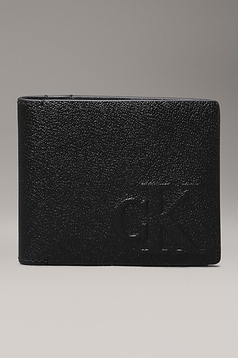 Erkek Logo Emboss Bifold Cüzdan - Siyah - Calvin Klein