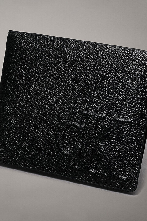 Erkek Logo Emboss Bifold Cüzdan - Siyah - 3