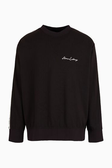 Erkek Logo İmzalı Bisiklet Yaka Sweatshirt - Siyah - ARMANI EXCHANGE