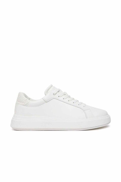 Erkek Low Top Lace Up Woven Sneaker Ayakkabı - Beyaz - Calvin Klein