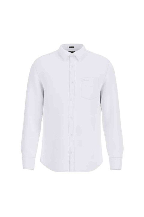 Erkek LS Napa Linen Shirt Gömlek - Beyaz - Guess