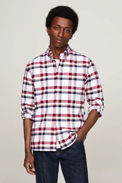Erkek Medıum Chk Herıtage Oxf Rf Shrt Casual Gömlek - Kırmızı - Tommy Hilfiger
