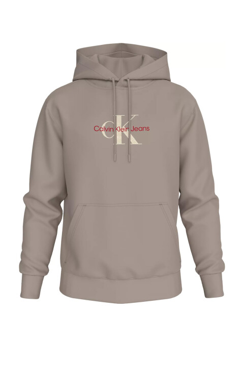 Erkek Monologo Kapüşonlu Sweatshirts - Gri - Calvin Klein