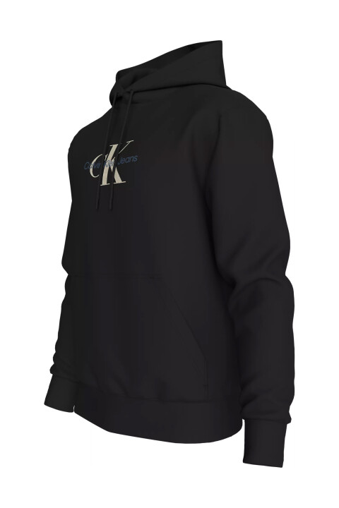 Erkek Monologo Kapüşonlu Sweatshirts - Siyah - 3