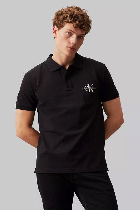 Erkek Monologo Polo T-Shirt - Siyah - Calvin Klein