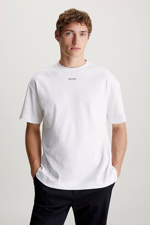 Erkek Nano Logo Interlock T-Shirt - Beyaz - Calvin Klein
