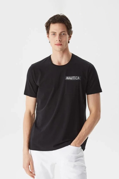 Erkek Nautica Baskılı Standart Fit Kısa Kollu T-Shirt - Siyah - NAUTICA
