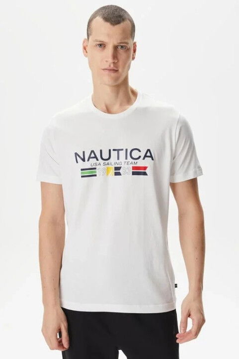 Erkek Nautica Standart Fit Kısa Kollu T-Shirt - Beyaz - NAUTICA