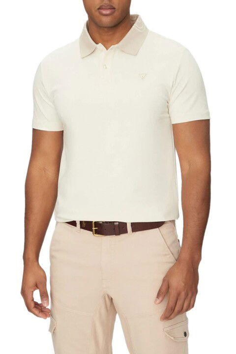 Erkek Nolan Polo T-Shirt - Krem - Guess