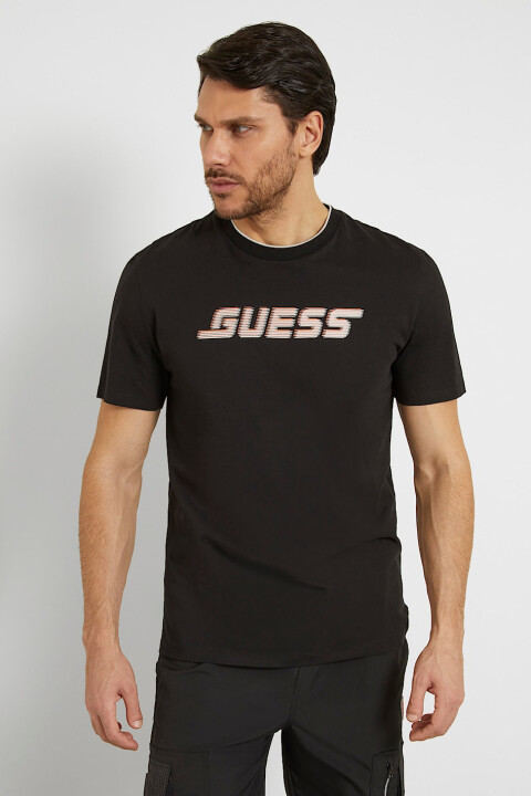 Erkek Önde Guess Logolu T-Shirt - Siyah - GUESS