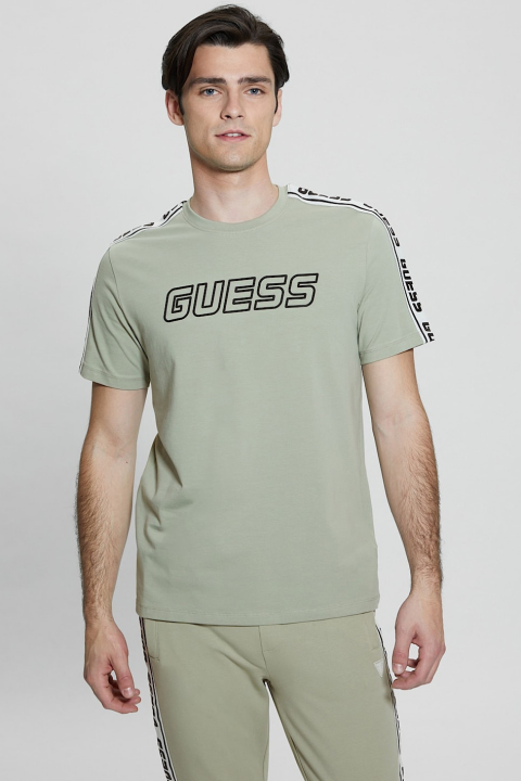 Erkek Önde Logolu Esnek T-Shirt - Yeşil - GUESS