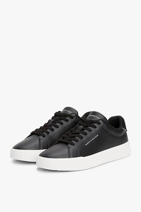 Erkek Pebble Grain Court Sneaker - Siyah - Tommy Hilfiger
