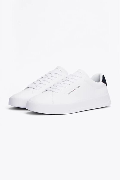 Erkek Pebble Grain Court Sneaker - Beyaz - Tommy Hilfiger