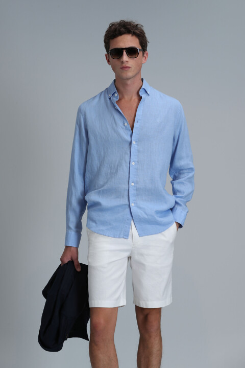 Erkek Pitaya Basic Gömlek Comfort Fit - Mavi - Lufian