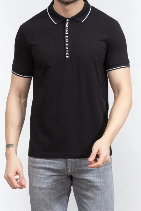 Erkek Polo Yaka T-Shirt - Siyah - ARMANI EXCHANGE