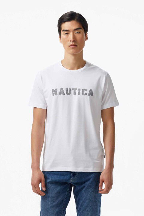Erkek Regular Fit Baskılı T-Shirt - Beyaz - Nautica