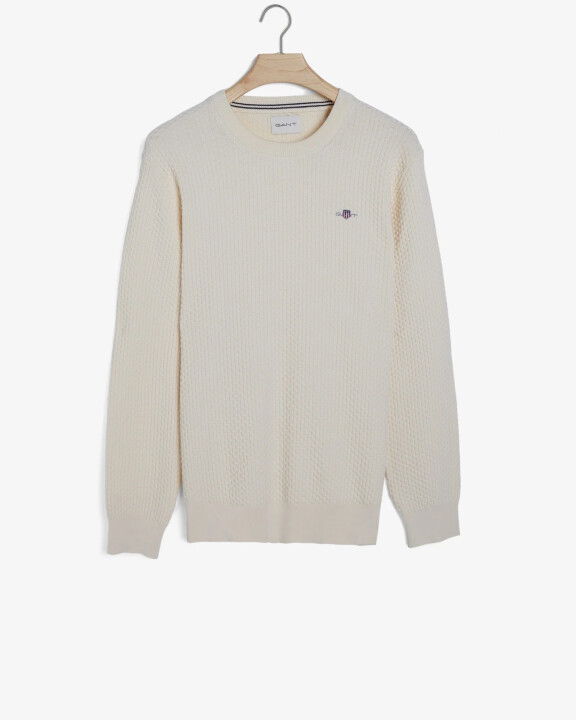 Erkek Regular Fit Bisiklet Yaka Kazak-Krem - GANT
