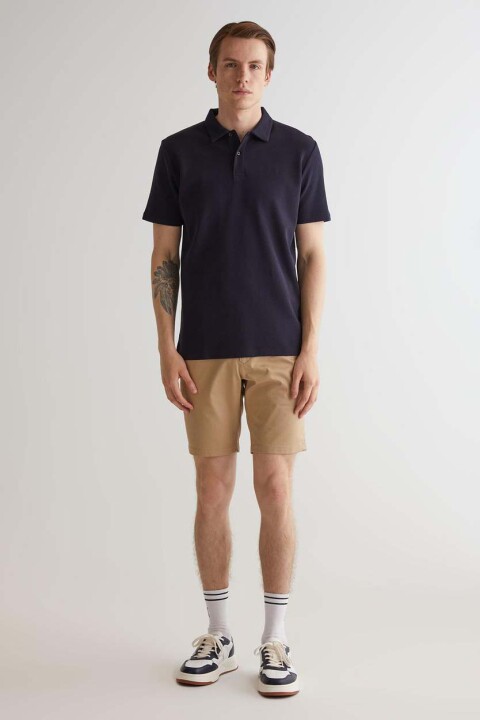 Erkek Regular Fit Dokulu Polo - Lacivert - 3