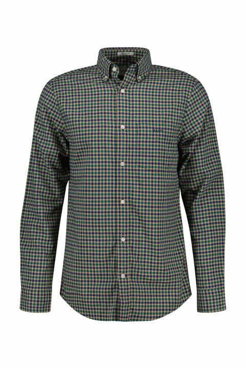Erkek Regular Fit Düğmeli Yaka Kareli Gömlek - Yeşil - Gant