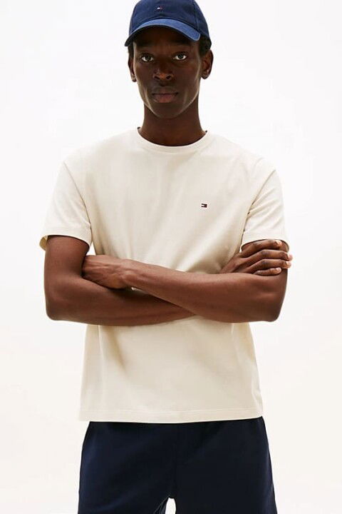 Erkek Regular Fit Pamuklu T-Shirt - Ekru - Tommy Hilfiger