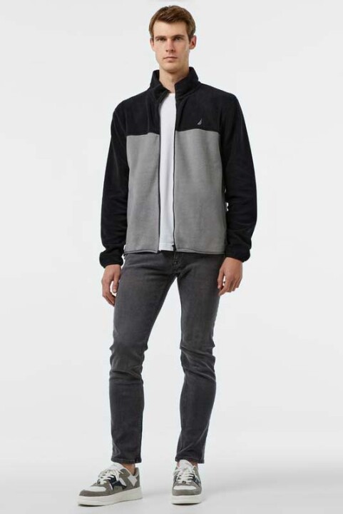 Erkek Regular Fit Polar Sweatshirt - Siyah - 3