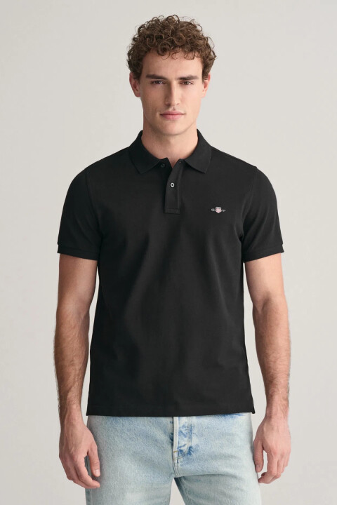 Erkek Regular Fit Polo T-Shirt - Siyah - GANT