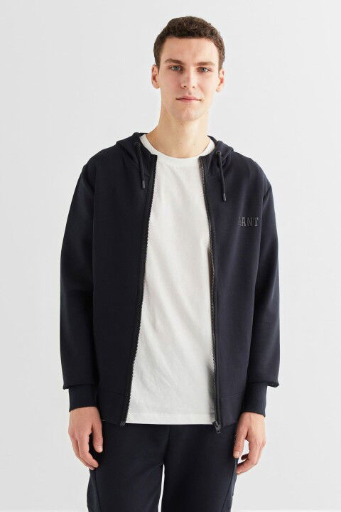 Erkek Relaxed Fit Kapüşonlu Logolu Sweatshirt - Siyah - Gant
