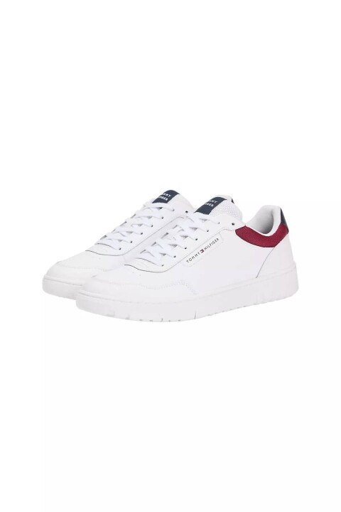 Erkek Renkli Panelli Deri Basketbol Stili Sneaker - Beyaz - Tommy Hilfiger