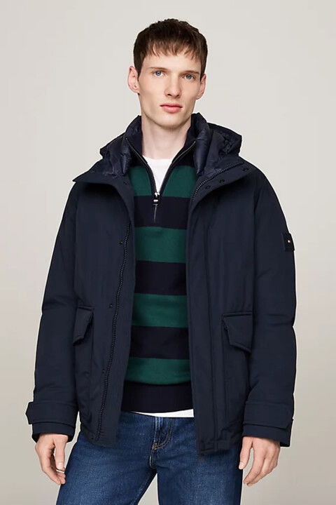 Erkek Rockıe Kapüşonlu Yan Cepli Mont - Lacivert - Tommy Hilfiger