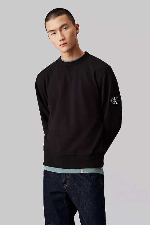 Erkek Rozetli Sweatshirt - Siyah - 3